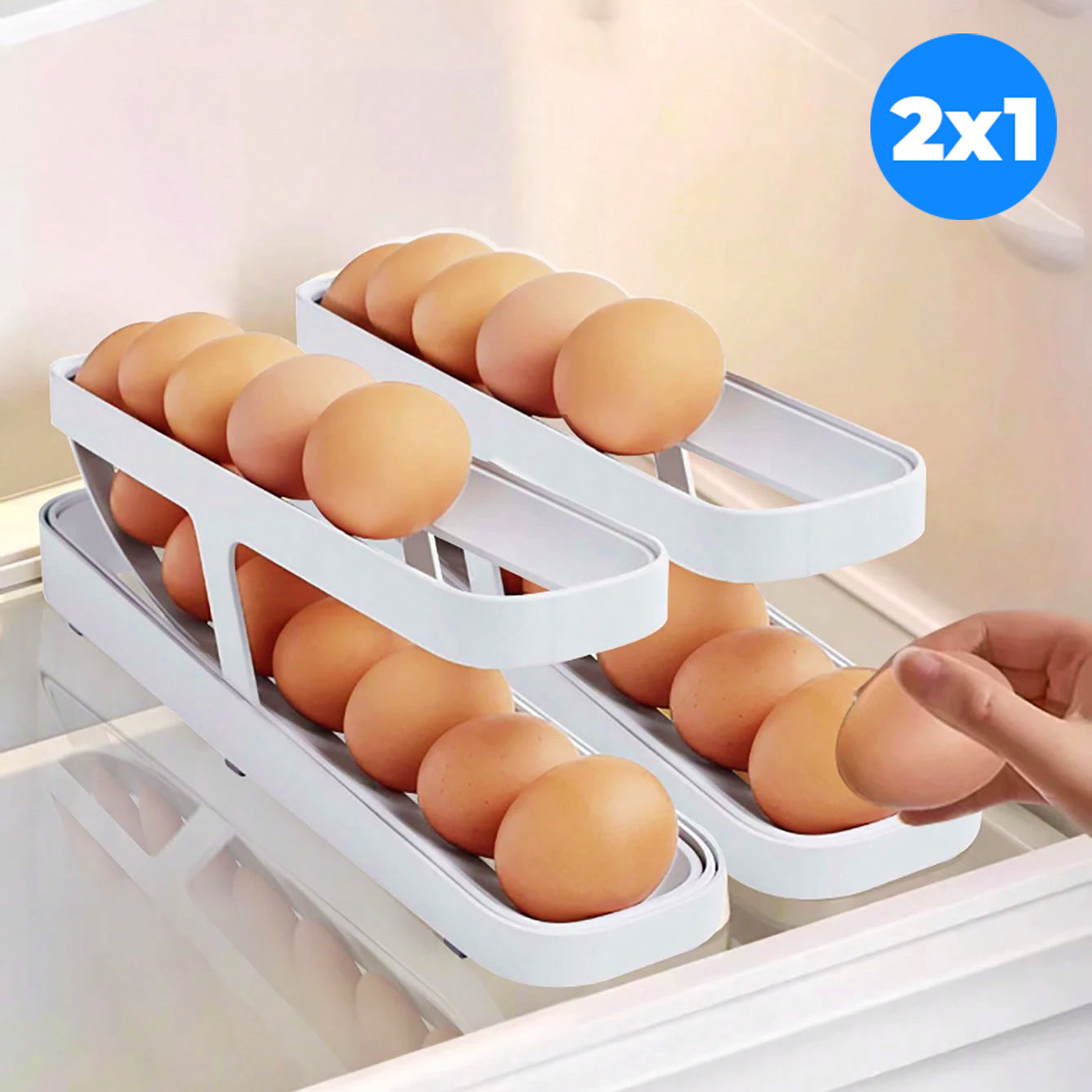 PROMO 2x1 Organizador Dispensador de Huevos Automático